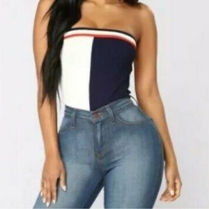 ❤️💙🤍Colorblocked Bodysuit🤍💙❤️